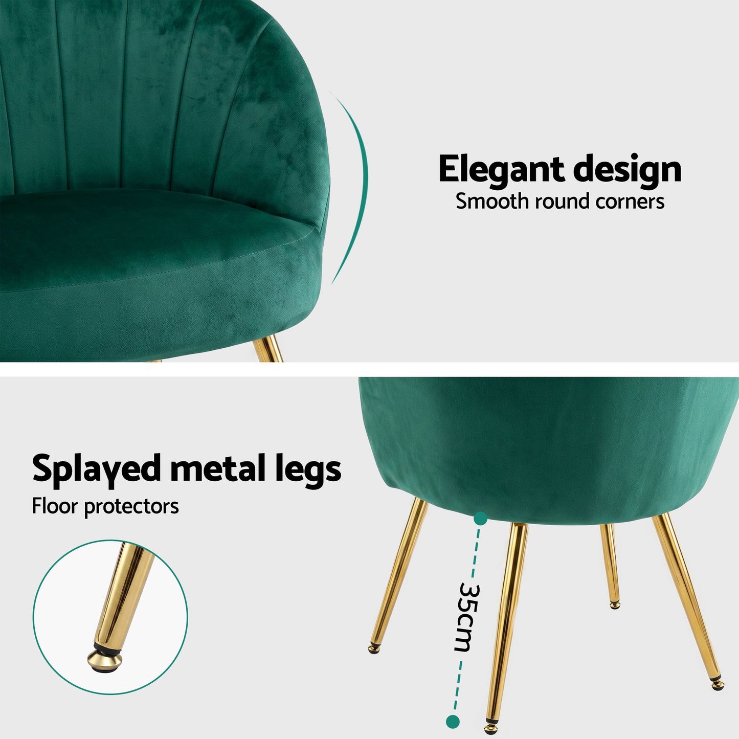 Sofa Green Couch Arm Lounge Accent Armchair Velvet