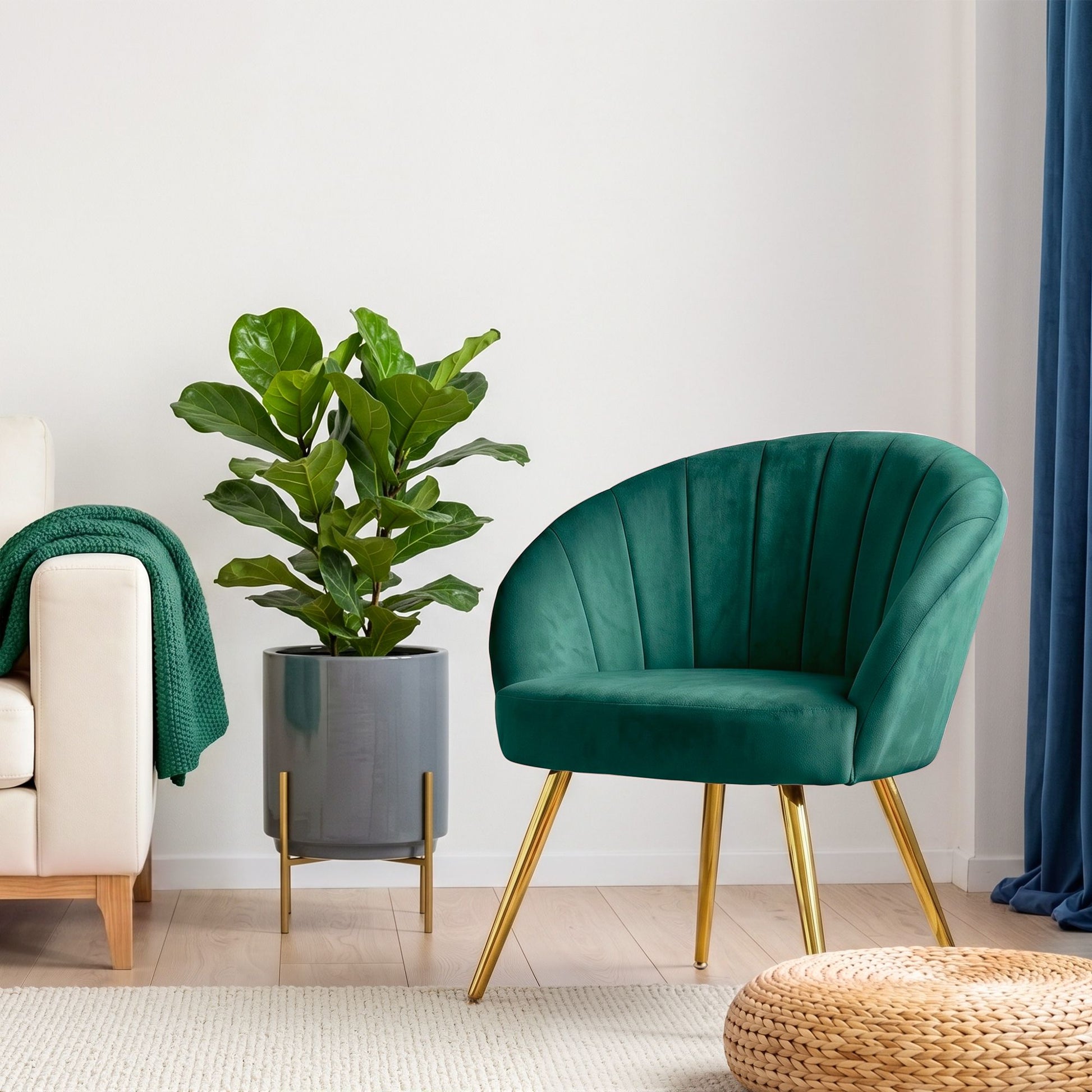 Green Couch Arm Lounge Accent Armchair Velvet Sofa