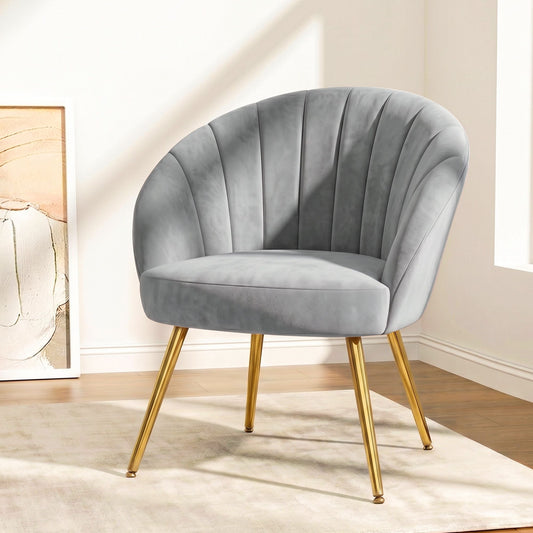 Grey velvet lounge armchair