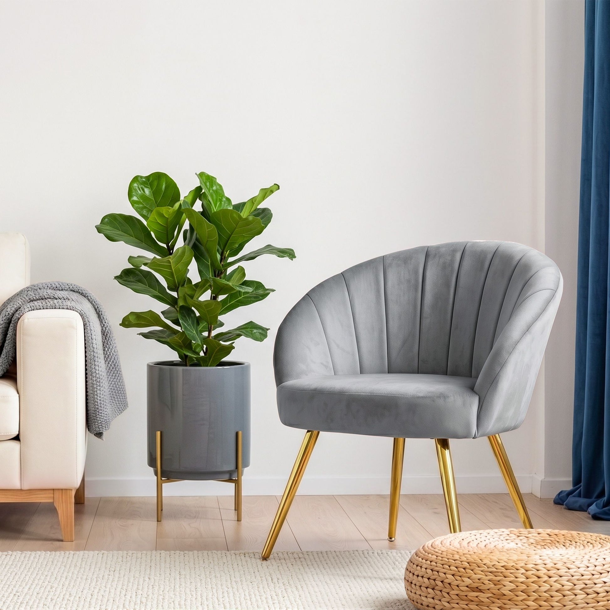 Grey Armchair Lounge Chair Accent Chairs Velvet Sofa Couch