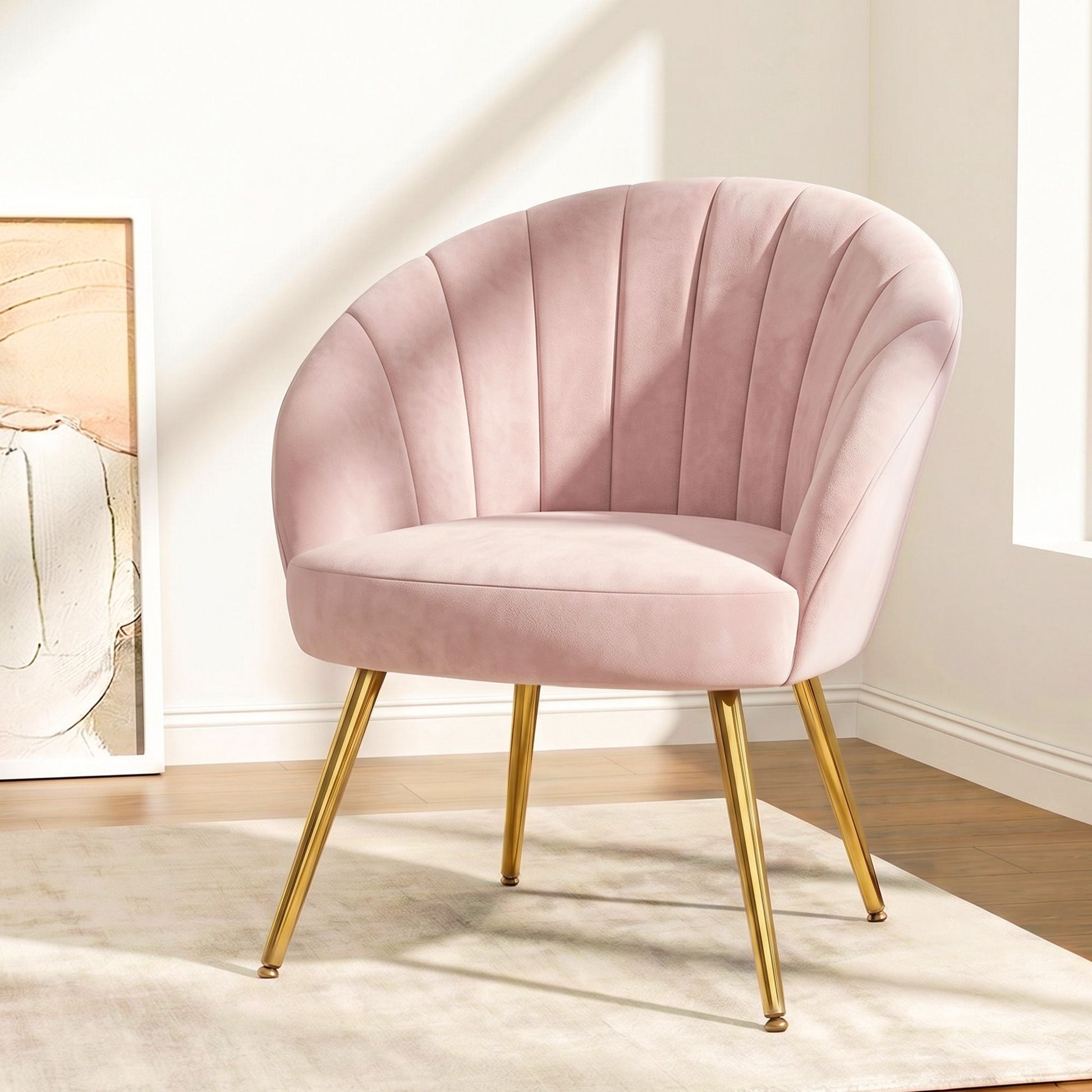 Pink velvet lounge armchair