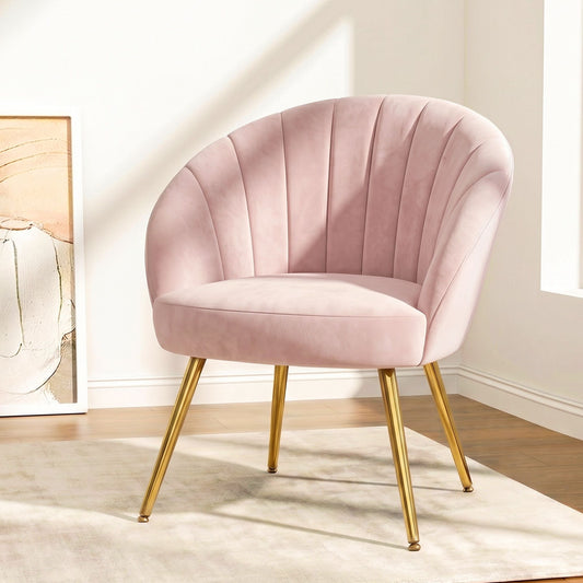 Pink velvet lounge armchair