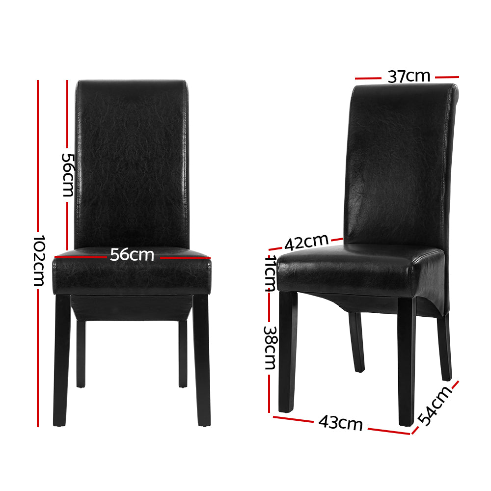 Dining Chairs Set of 2 Leather Parsons Chair Black