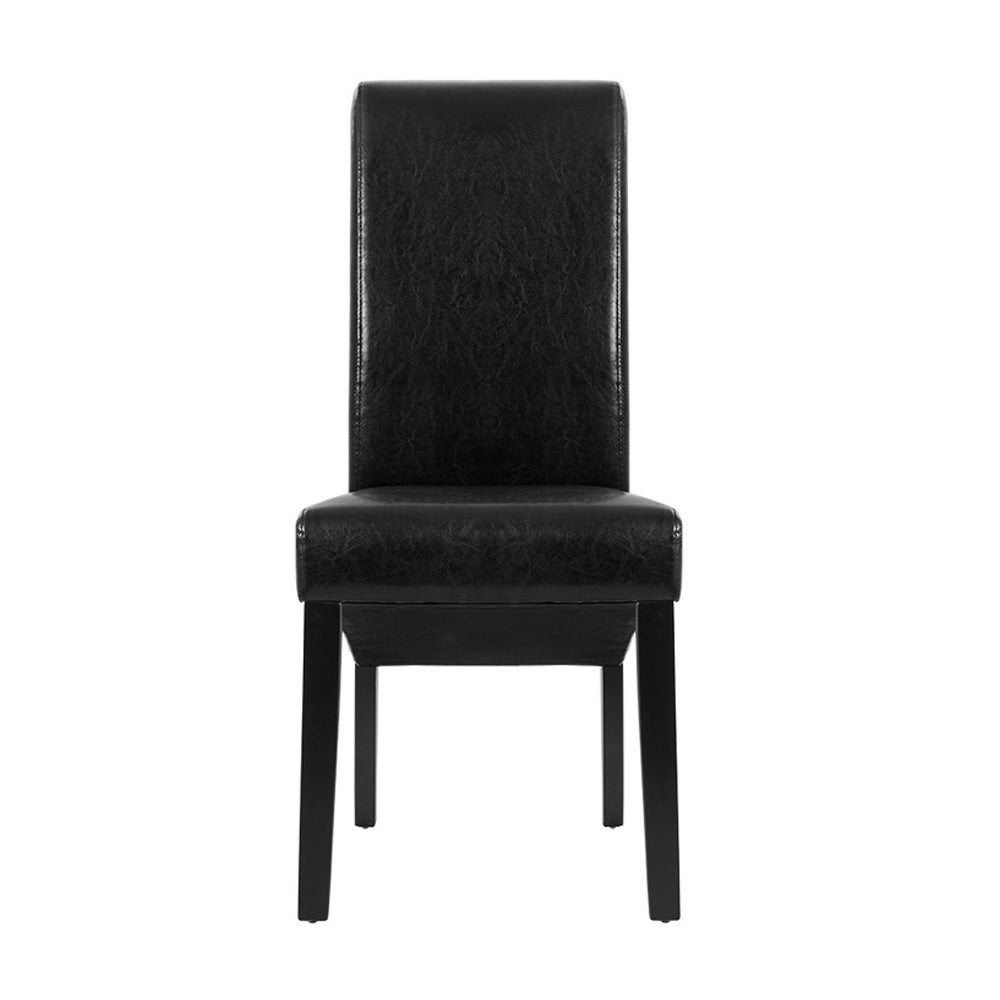 Dining Chairs Set of 2 Leather Parsons Chair Black