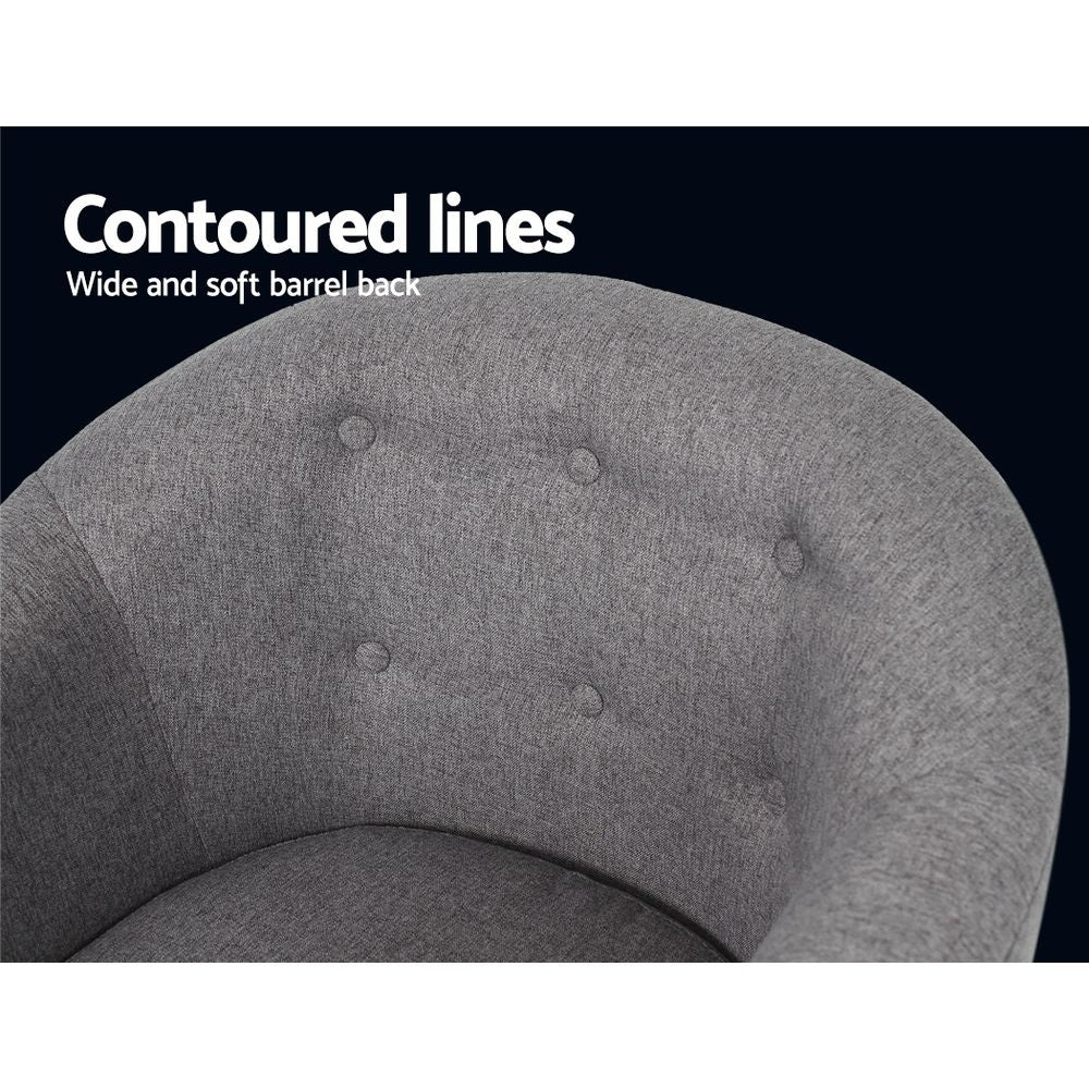 Armchair Tub Chair Single Accent Sofa Lounge - Grey Fabric