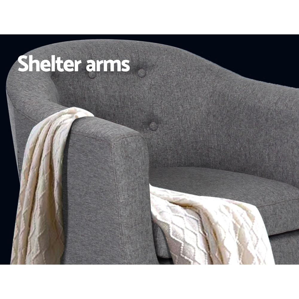 Armchair Tub Chair Single Accent Sofa Lounge - Grey Fabric