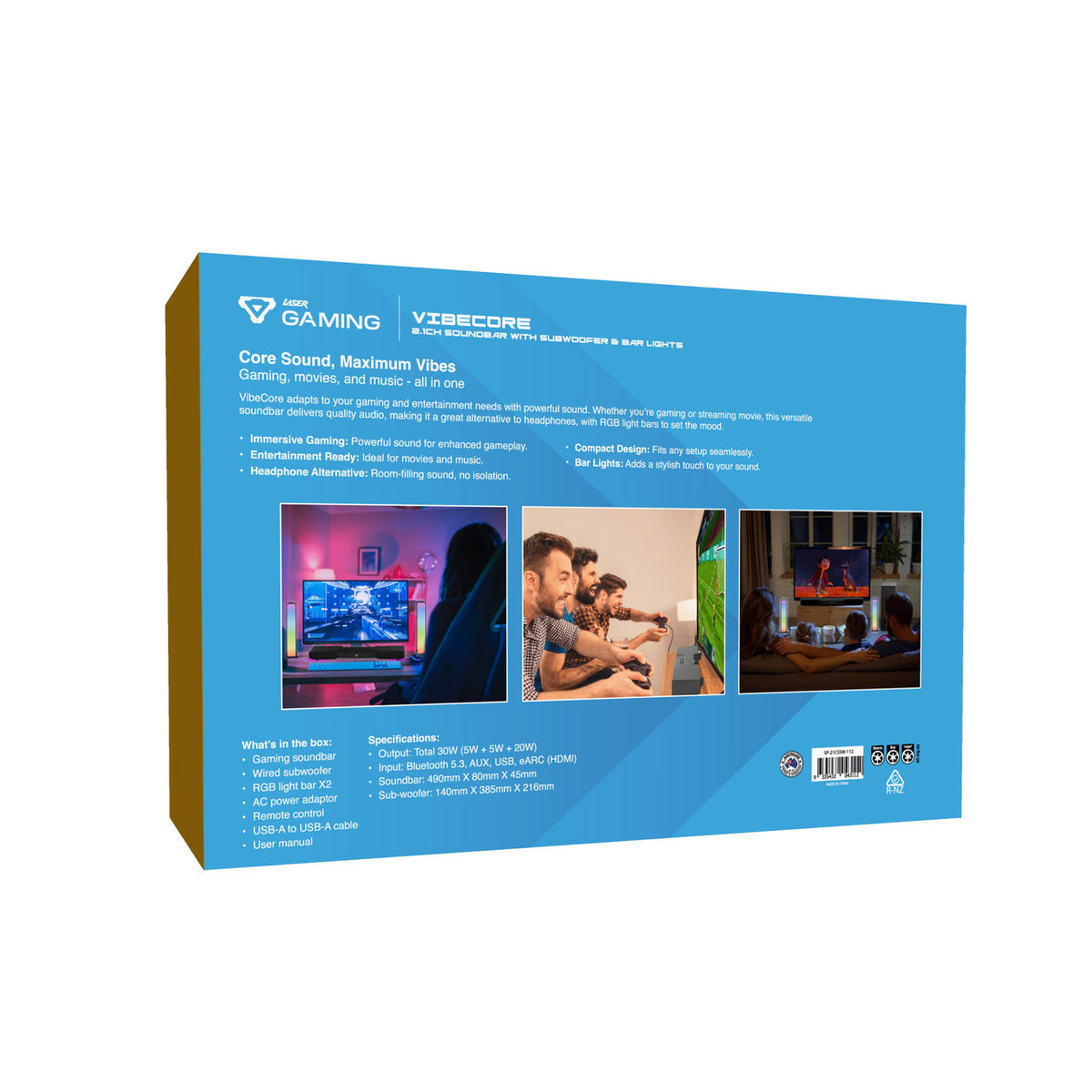 Laser RGB Gaming Soundbar with Subwoofer