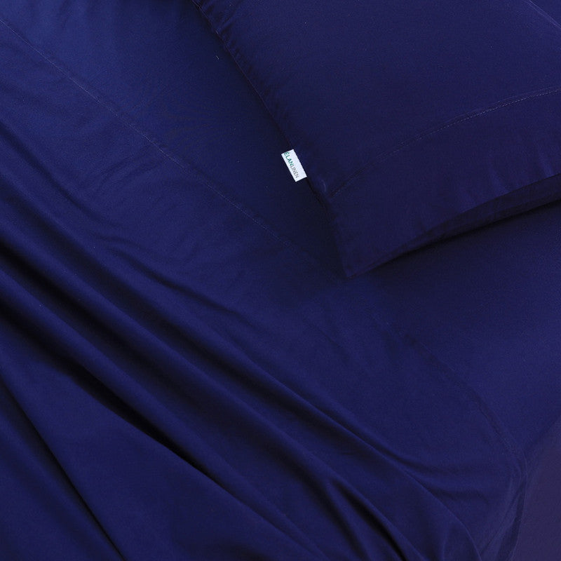 100% Egyptian Cotton Vintage Washed 500TC Navy Blue King Bed Sheets Set