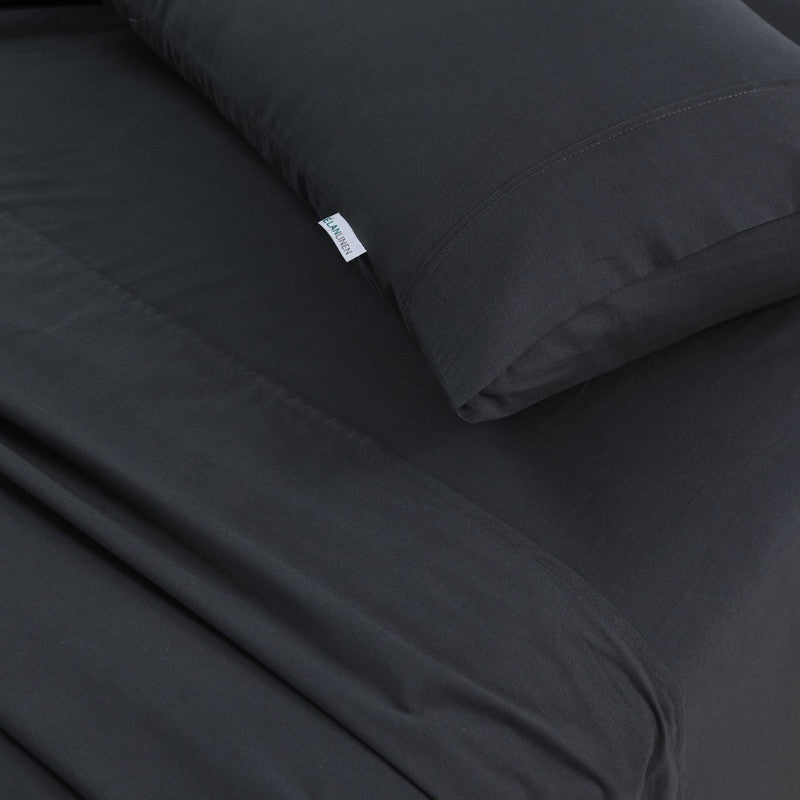 100% Egyptian Cotton Vintage Washed 500TC Charcoal 50 cm Deep Mega King Bed Sheets Set