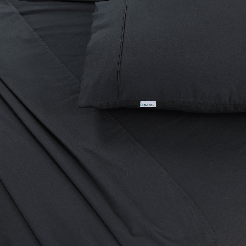 100% Egyptian Cotton Vintage Washed 500TC Charcoal 50 cm Deep Mega King Bed Sheets Set