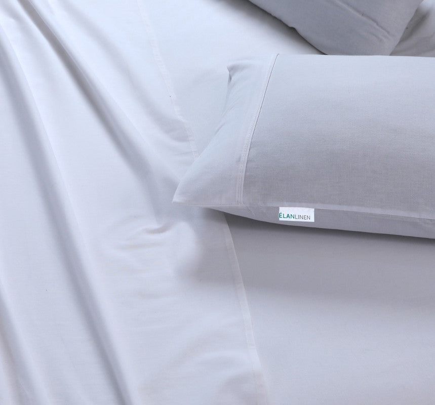 100% Egyptian Cotton Vintage Washed 500TC White Queen Bed Sheets Set