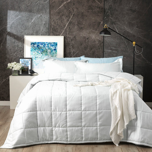 Binary 500 TC Cotton Jacquard White Comforter Set by Ddecor Home Super King