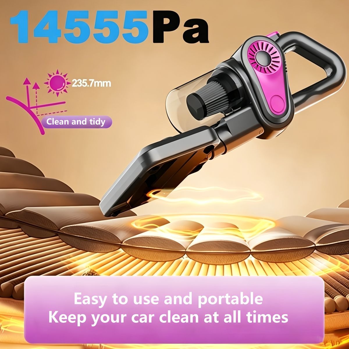 4-In-1 Handheld Vacuum Cleaner Anti-Mite Device Powerful Suction UV Mite - Black - Size 01