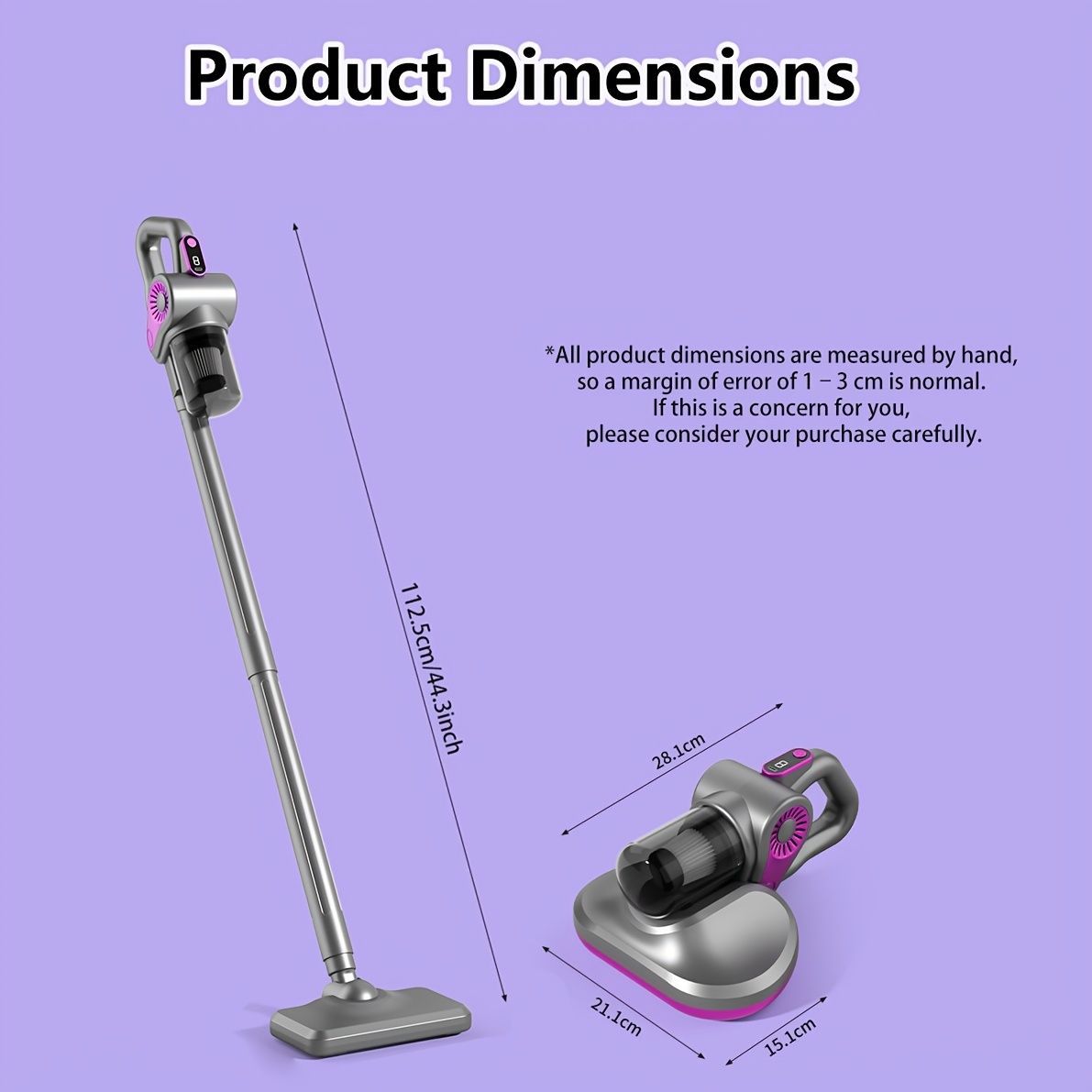 4-In-1 Handheld Vacuum Cleaner Anti-Mite Device Powerful Suction UV Mite - Black - Size 01