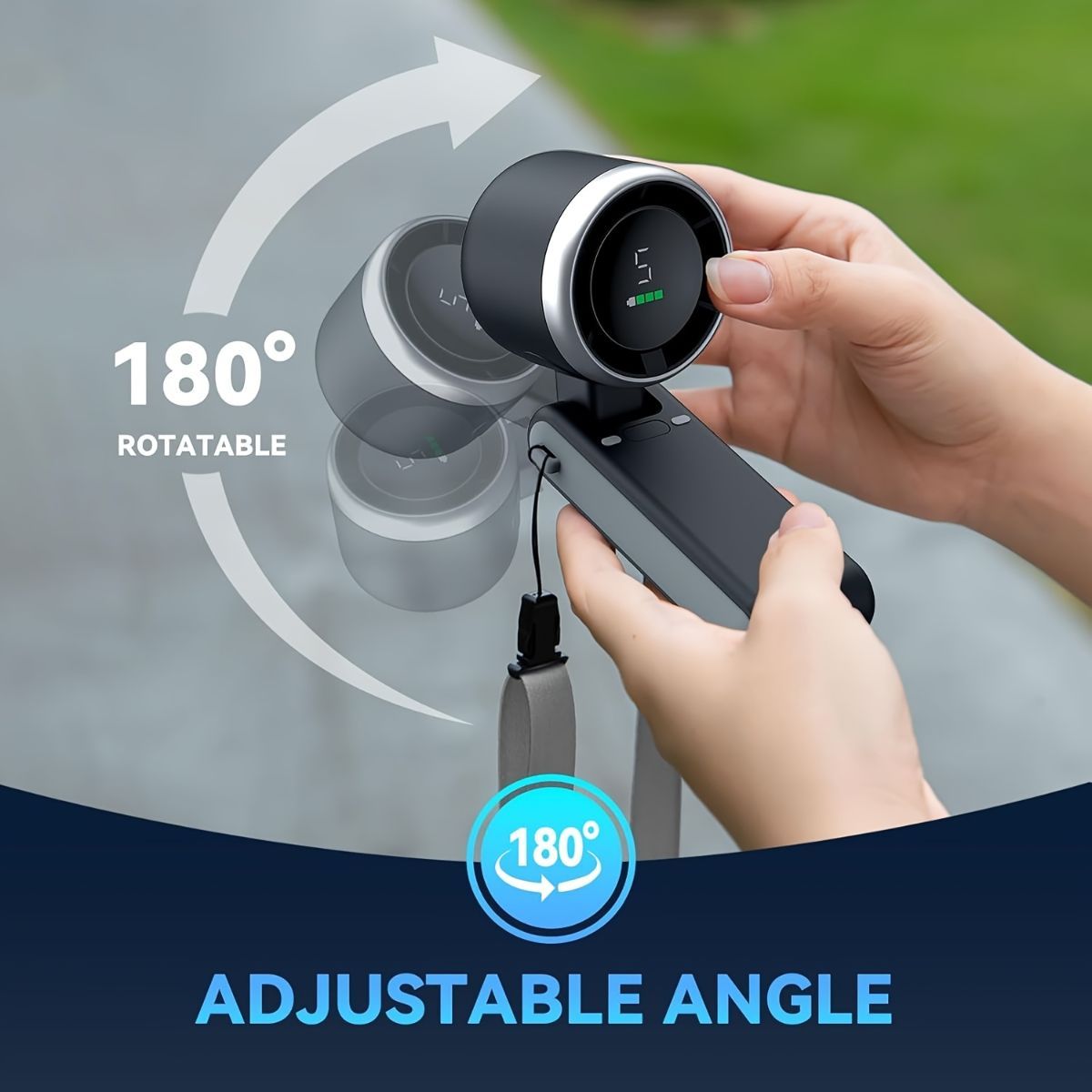 Portable Fan Handheld Fan Cooling Fan Multiple Speed Fan Lightweight Fan Long - Green - Size 01