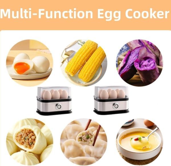 Electric Egg Cooker Kitchen Appliance Perfect Eggs Family-Sized High Quality - Silver - Size 01