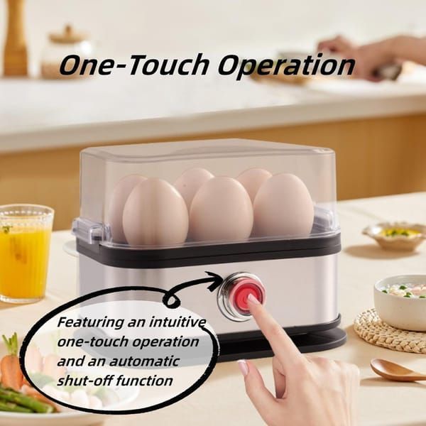 Electric Egg Cooker Kitchen Appliance Perfect Eggs Family-Sized High Quality - Silver - Size 01