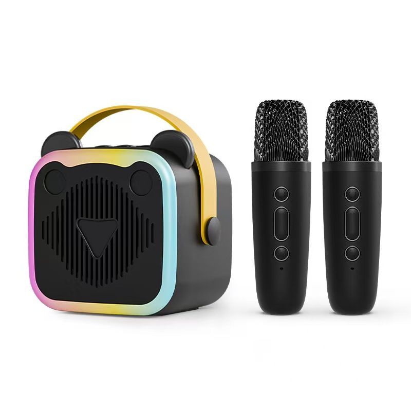 Mini Cat Ear Karaoke Machine Wireless Microphones USB Rechargeable RGB Party - Blue - Size 01