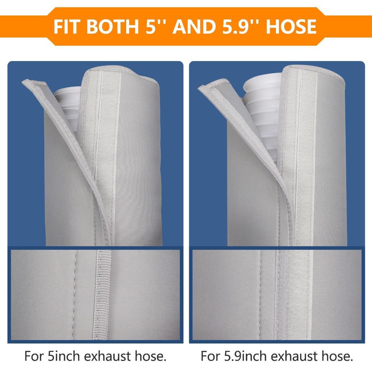 2Pack Portable AC Hose Insulation Sleeve, Portable Air Conditioners Insulated Hose Cover Wrap, Fit 5" & 5.9" Diameter Exhaust Hose, Easy Installation with 3*Adjustable Buckle Straps - Black