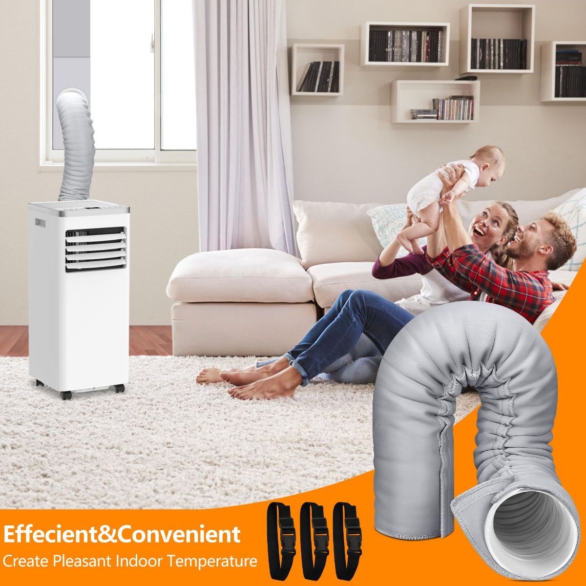 2Pack Portable AC Hose Insulation Sleeve, Portable Air Conditioners Insulated Hose Cover Wrap, Fit 5" & 5.9" Diameter Exhaust Hose, Easy Installation with 3*Adjustable Buckle Straps - Black