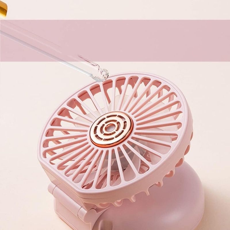 Handheld Fan, Portable Neck Fan, Folding fan,Attachment function 3 Speed Fan USB Rechargeable Fan Cute Design (Deep blue)