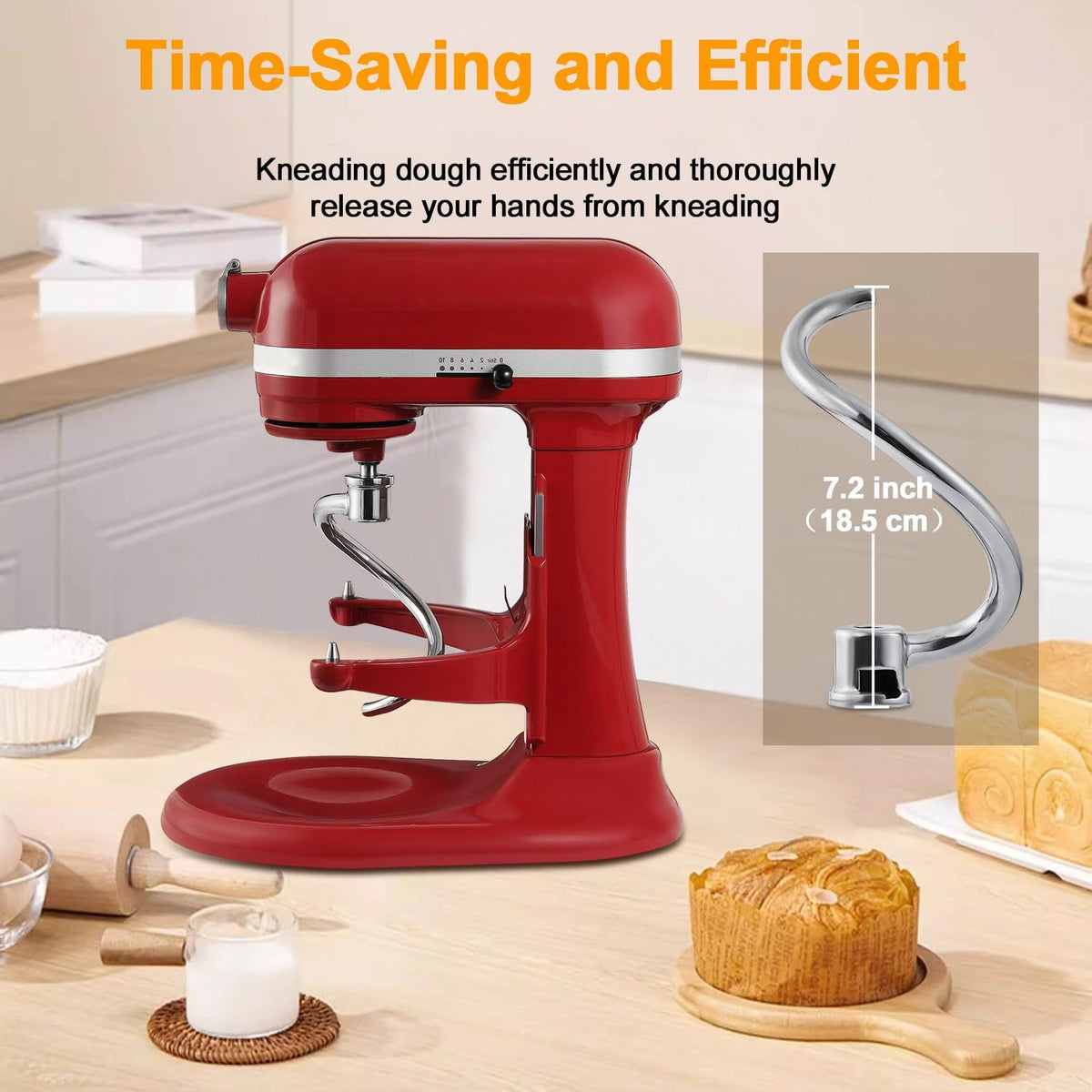 Dough Hook for Mixer, Stainless Steel Spiral Dough Hook Attachment for Lift Stand Mixers Household flour mixer head