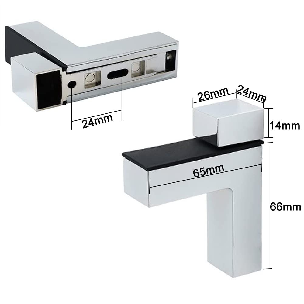2 Pcs Adjustable Wood/Glass Floating Shelf Brackets Wall Mount, Solid Metal 90 Degree Right Angle Adjustable Wood Glass Shelf