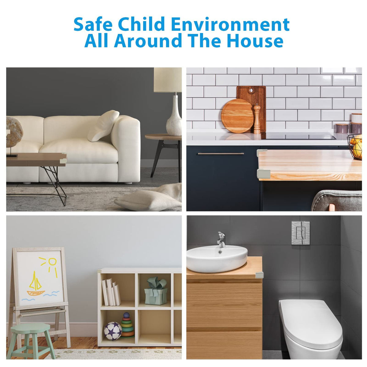 4Pcs Extra Thick Premium High Density Furniture Table Edge & Corner Guard Baby Proofing Bumper Protector - Jumbo Size Value Pack