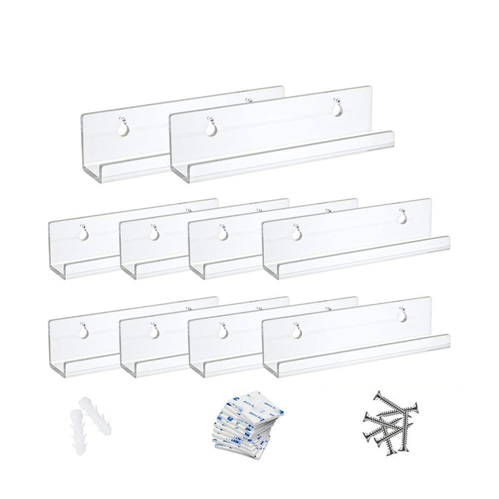 10pcs Transparent Acrylic Record Shelf Stand Vinyl Decoration Display Rack Bracket Wall-Mounted