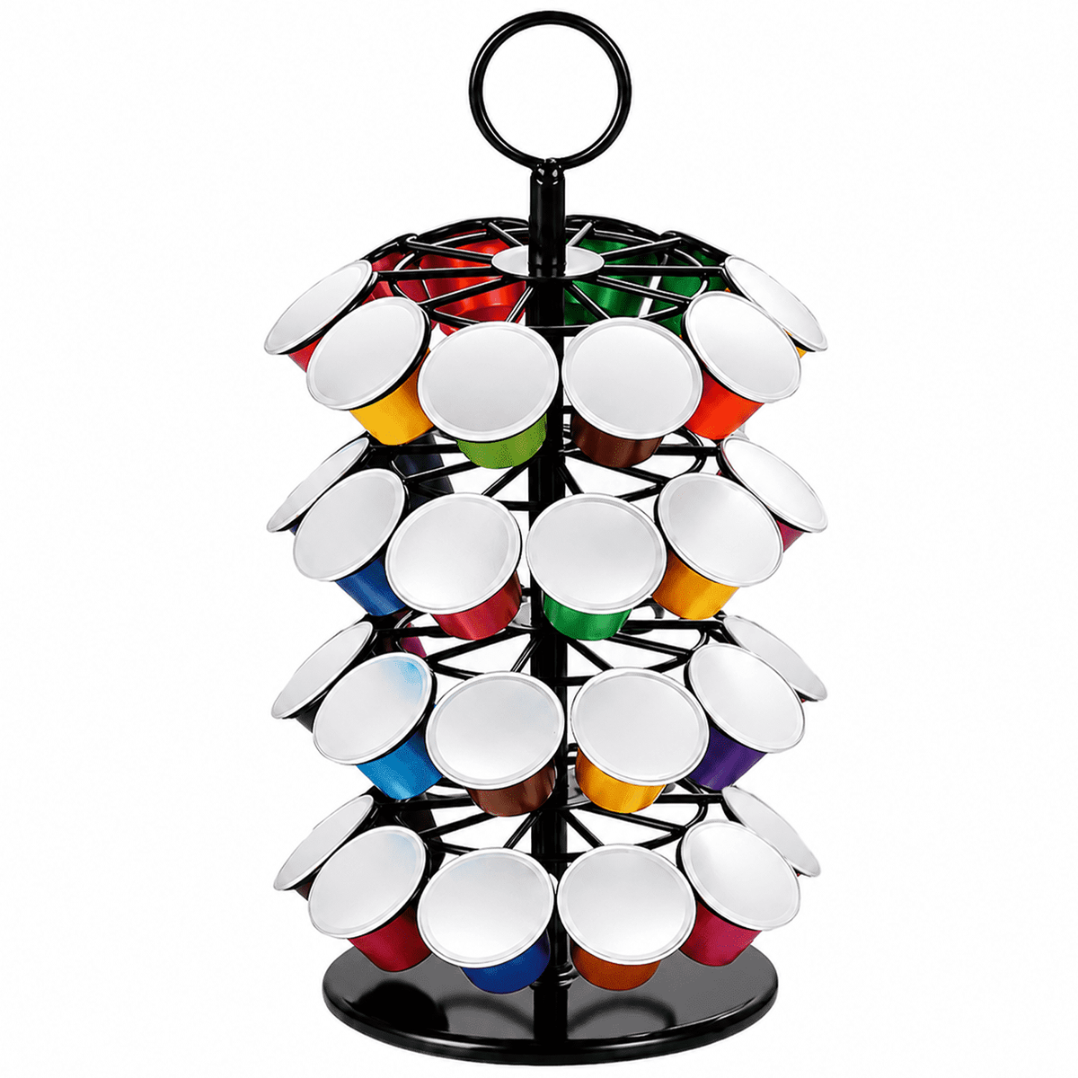 Coffee Pod Carousel Holder, 4-Tier Rotating K Cup Holder Compatible with 40 Cup Pods, Coffee Bar Accessory
