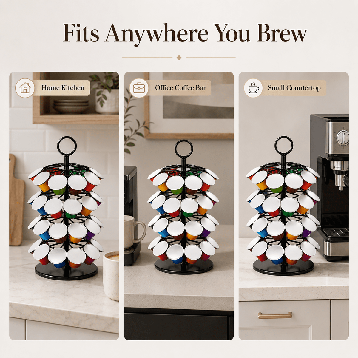 Coffee Pod Carousel Holder, 4-Tier Rotating K Cup Holder Compatible with 40 Cup Pods, Coffee Bar Accessory
