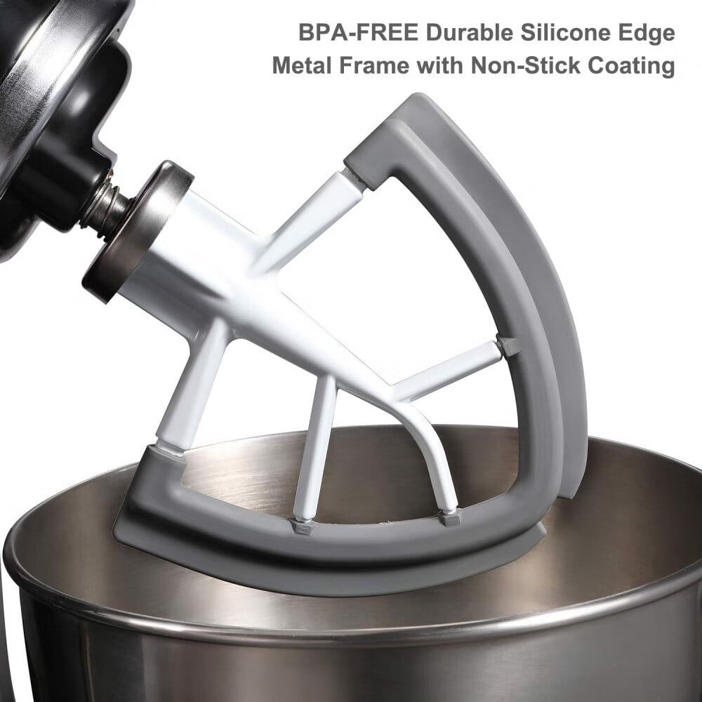 Tilt-Head Stand Mixer,4.5-5 Quart Flat Beater Paddle with Flexible Silicone Edges Bowl Scraper,White