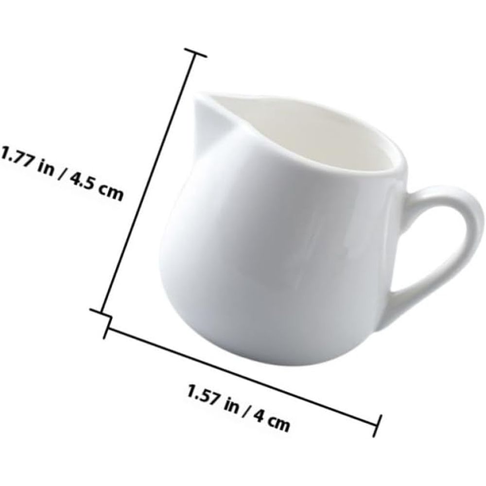 3pcs Ceramic Milk Jug with Handle, White 50ml Coffee Creamer Container