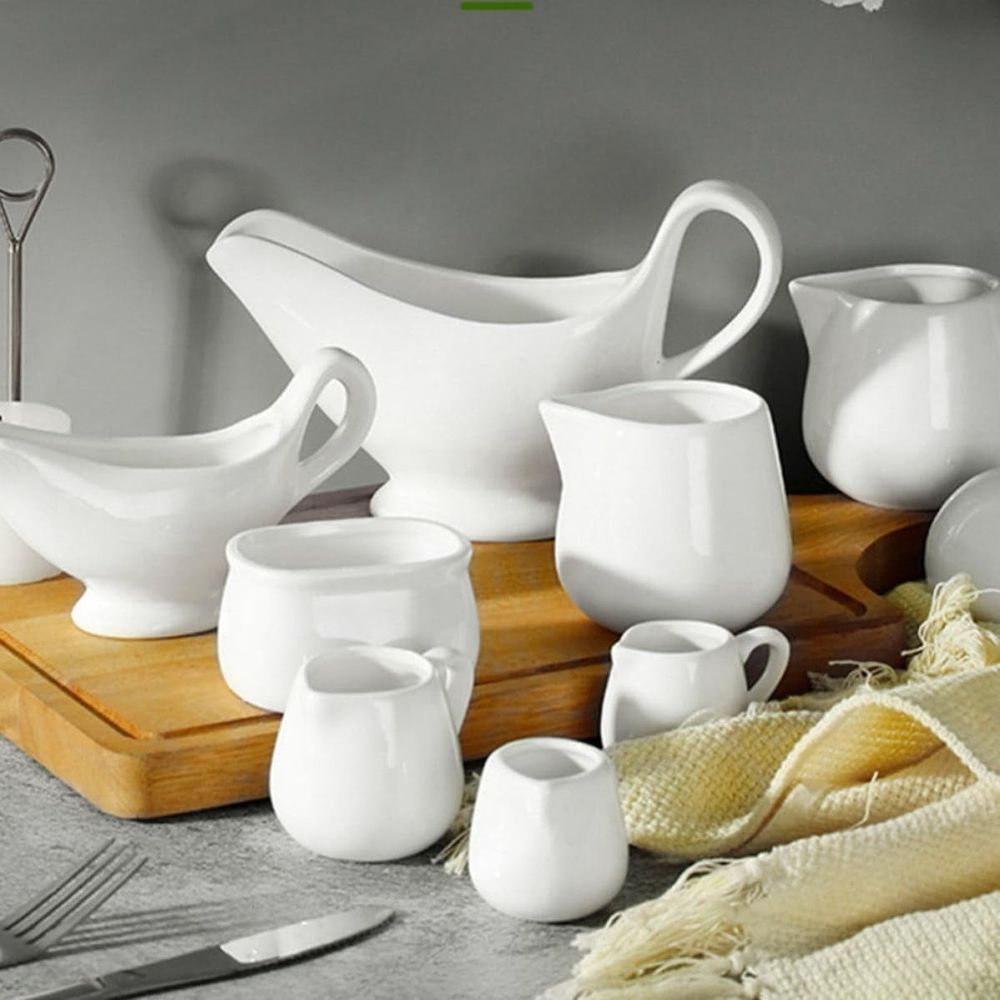 3pcs Ceramic Milk Jug with Handle, White 50ml Coffee Creamer Container