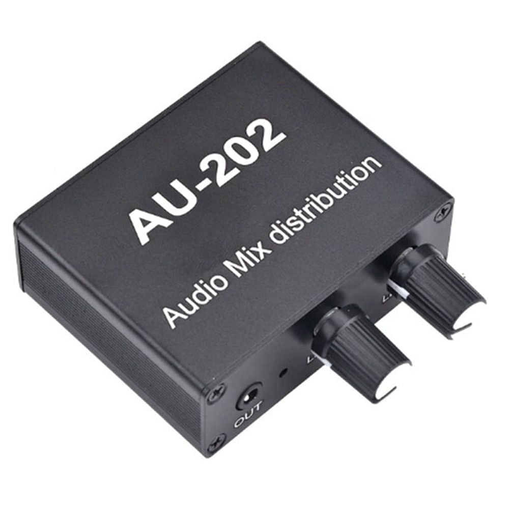 WM25 AU-202 2 Input 2 Output Stereo Mixer Audio Distributor for Headphone External Power AMP