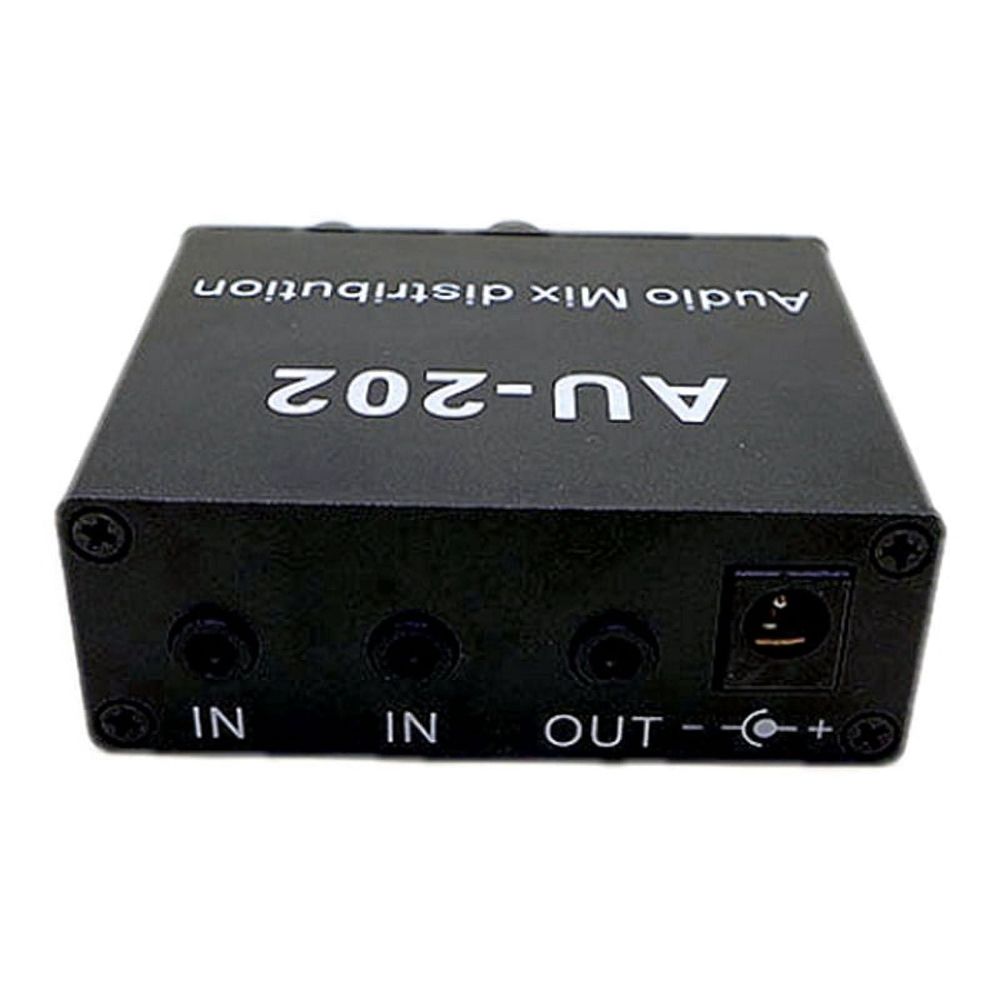 WM25 AU-202 2 Input 2 Output Stereo Mixer Audio Distributor for Headphone External Power AMP