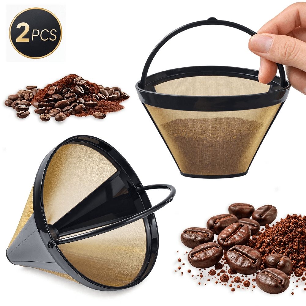 Reusable cone coffee machine filter 2-in-1