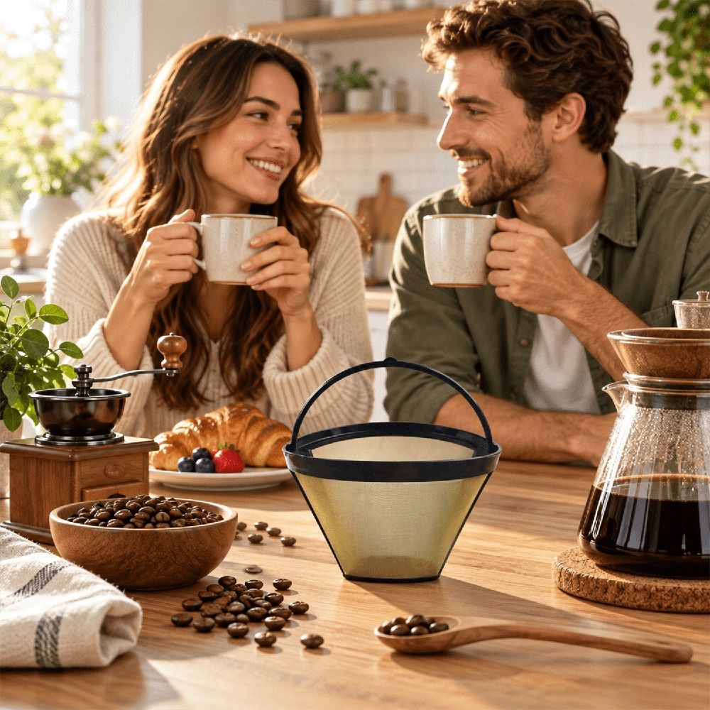 Reusable cone coffee machine filter 2-in-1