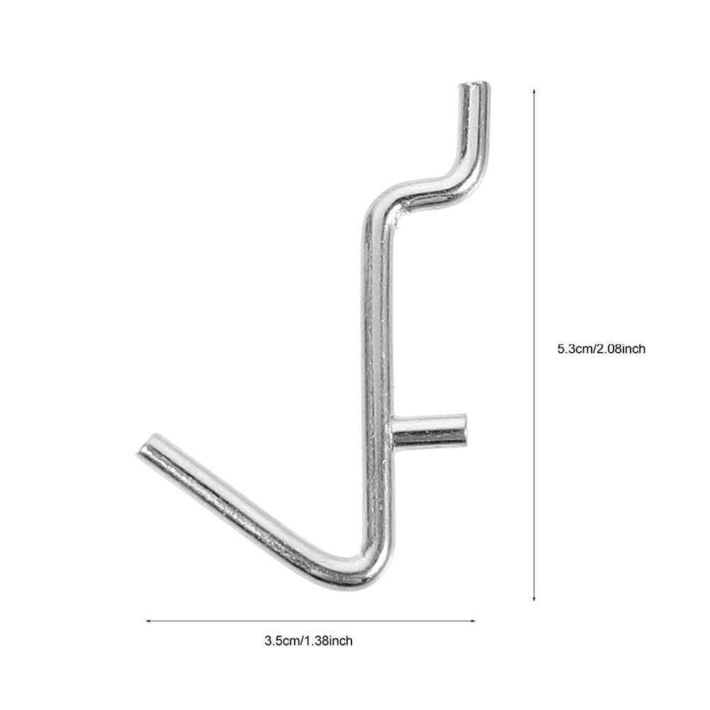 10Pcs Easy Install V Shape Pegboard Hooks Plated Silver Metal for Tool Hanging