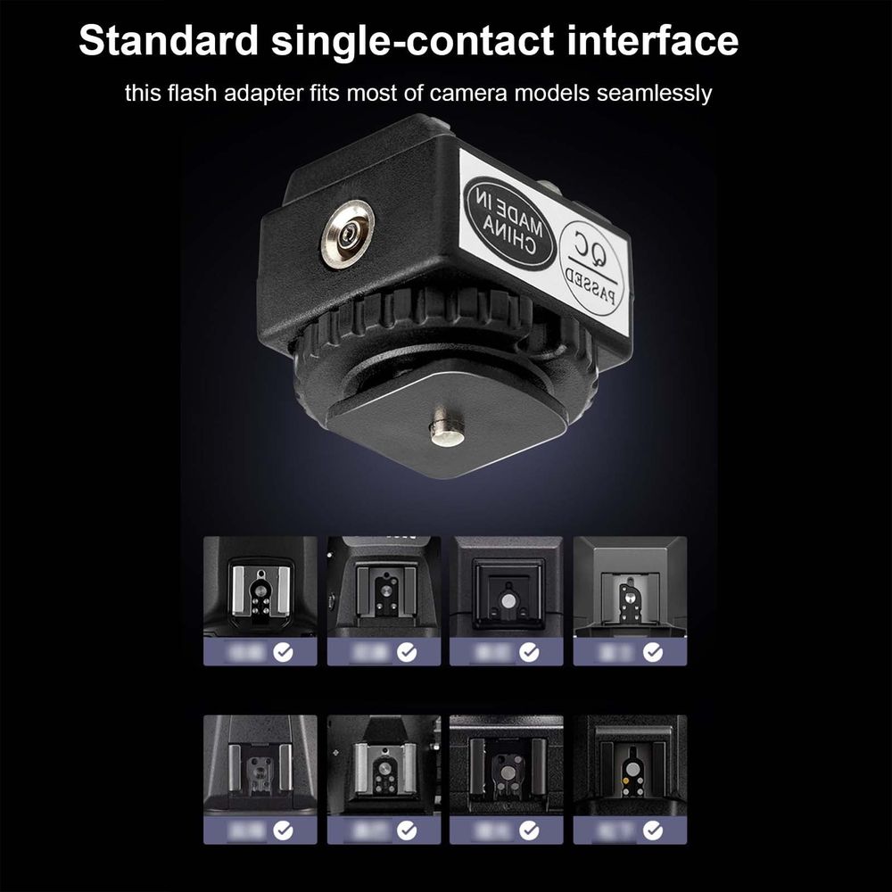 Hot Shoe Flash Adapter Flash Camera Flash Light Mount Hot Shoe Adapter Extension Flash Bracket with PC Sync Port Shoe Adapte for DSLR Mirrorless Cameras IM20 Durable Metal Construction