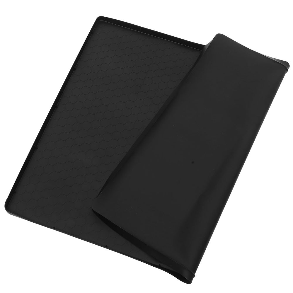 Washable Black Rubber Mat for Kitchen Cabinet Organizers and Under Sink Use