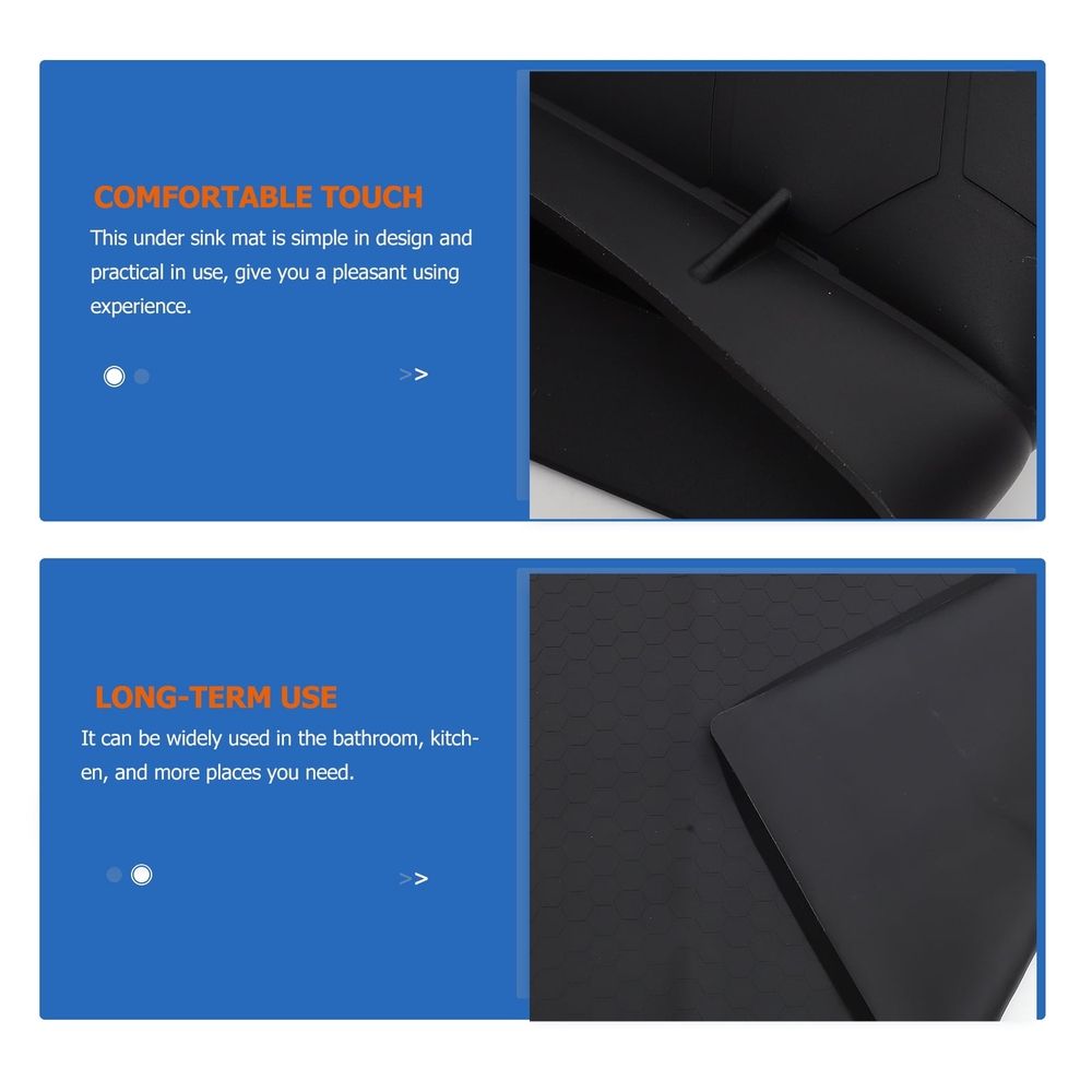 Washable Black Rubber Mat for Kitchen Cabinet Organizers and Under Sink Use