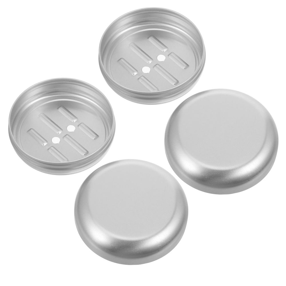 Compact Plated Silver Aluminum Soap Box Travel Holder for Home 2Pcs