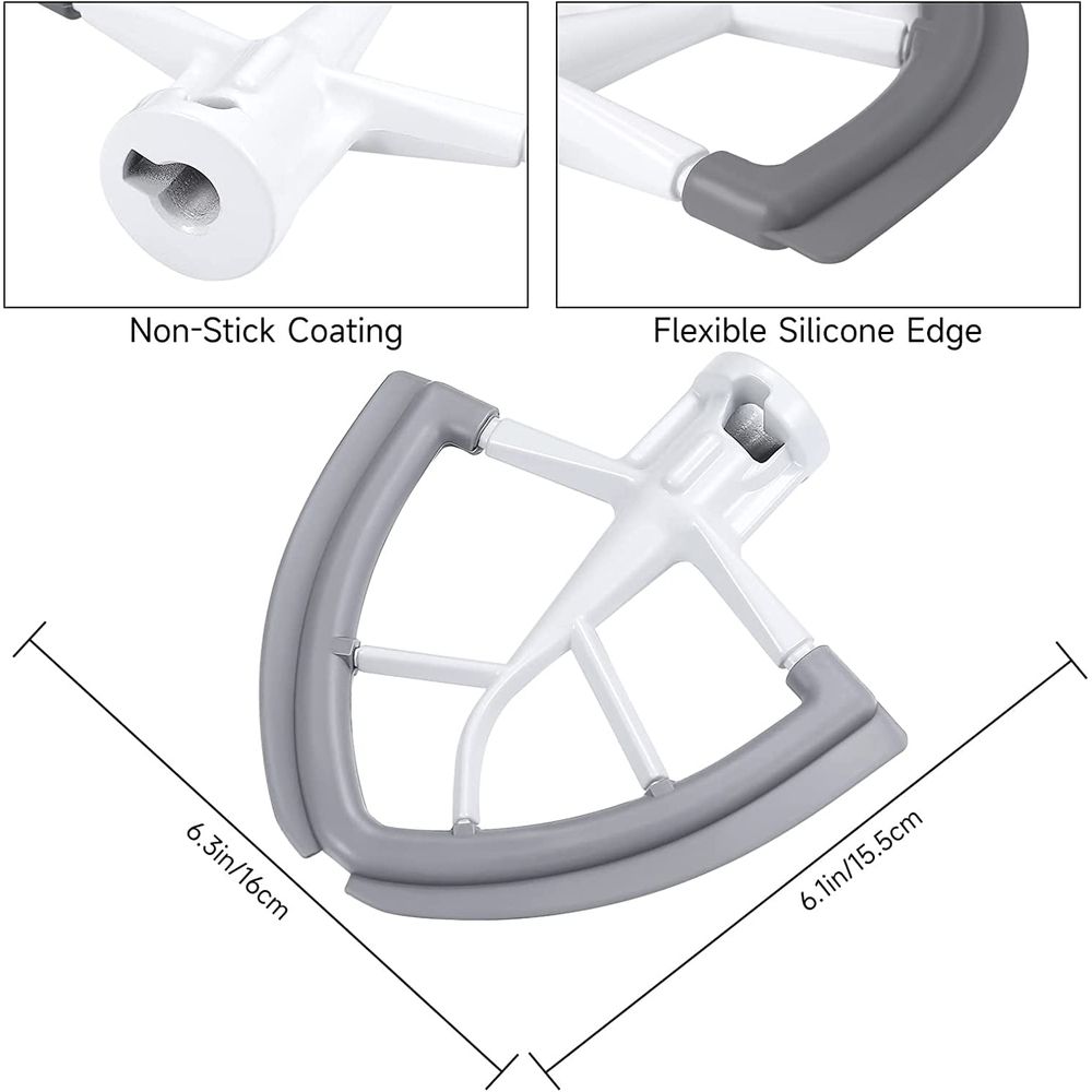 Kitchen Aid Mixer Accessory,Kitchen Aid Attachments For Mixer,Fits Tilt-Head Stand Mixer Bowls For 4.5-5 Quart Bowls,Beater With Silicone Edges,Gray