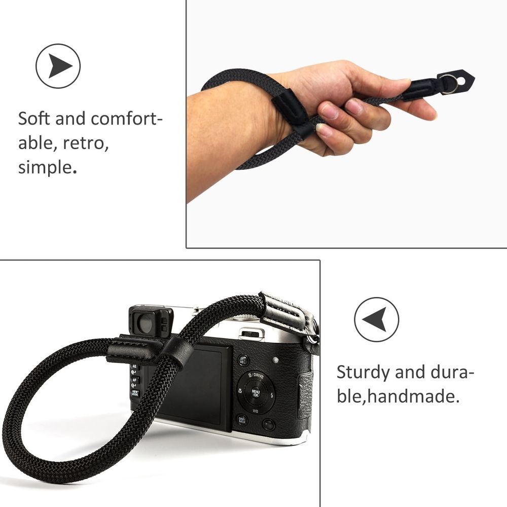 Nylon Wrist Strap for Mirrorless Cameras, Secure 1-Piece Camera Cord for Comfortable Carry and Handling