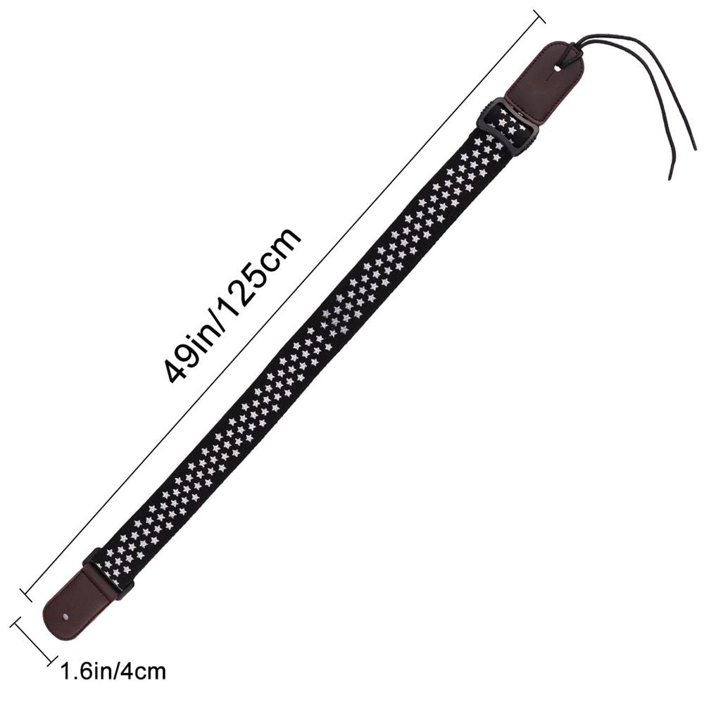 Durable Black Cotton Ukulele Guitar Strap with Adjustable Length for Musicians