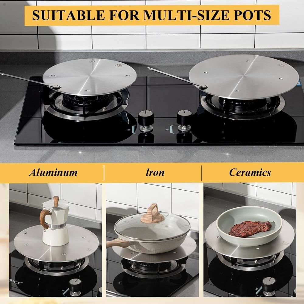 Stainless Steel Range Heat Diffuser with Handle, Handle, Multicolor
