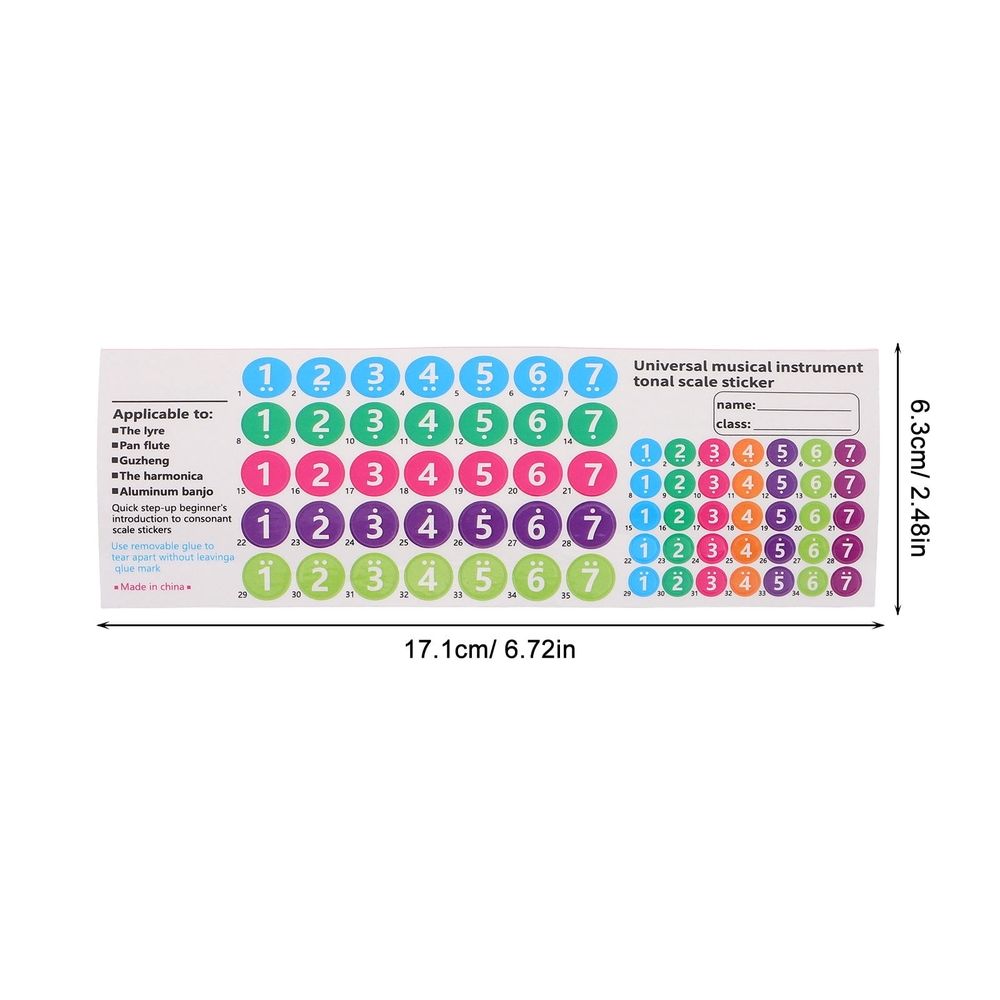5-Pack Multi-Color Pan Flute Note Decals PVC Stickers Compatible with 16 & 18 Tube Panpipes for Music Instruments