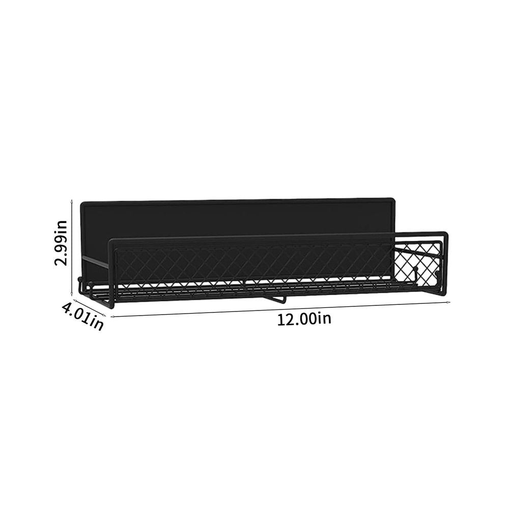 Magnetic Spice Rack Organizer Mesh Design for Refrigerator Oven, Black Storage Rack for Kitchen Spices Condiments, Easy Install Fridge Organizer (1pc)