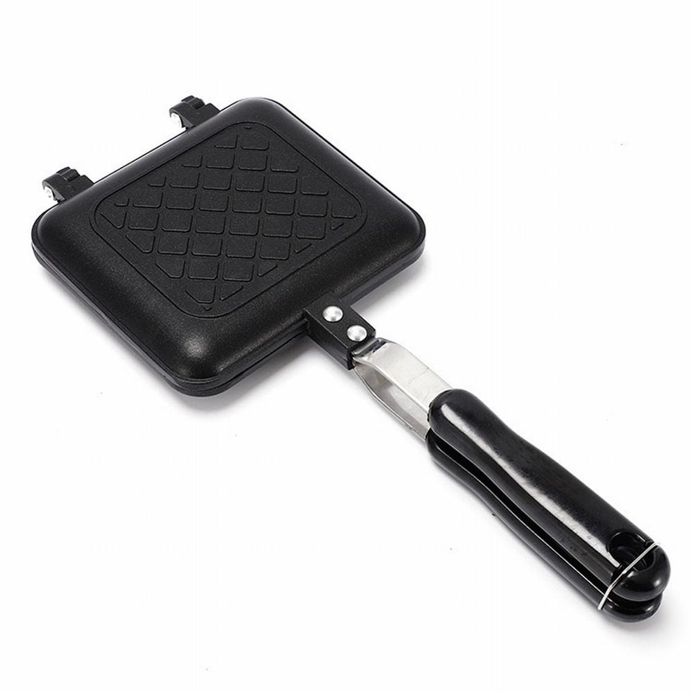 Toastie Maker Double Side Bread Frying Pan Non Stick Stovetop Sandwich Maker Machine With Heat Handles Multiple Purposes Sandwich Camping Toaster For Stov for Home & Kitchen Black